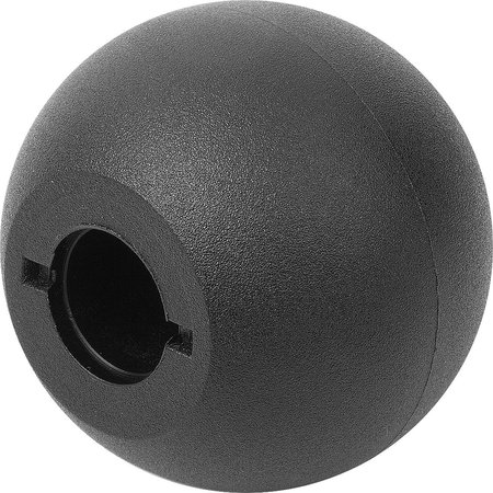 KIPP Ball Knob DIN319 Extended D1=25 D=6, Form:M Hole, Thermoplastic Black K0158.32506